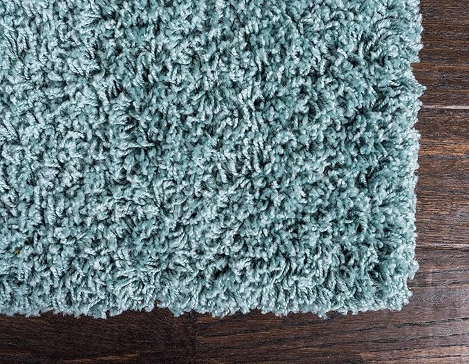 Unique Loom Solid Shag Collection Area Rug (2' 6" x 19' 8" Runner, Light Slate Blue)