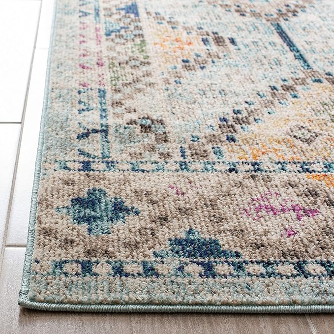 SAFAVIEH Madison Collection Accent Rug - 2'2" x 4', Blue & Yellow, Boho Diamond Distressed Design, Non-Shedding & Easy Care, Ideal for High Traffic Areas in Entryway, Living Room, Bedroom (MAD418K)