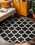 Rugs.com Lattice Collection Rug – 6 Ft Round Black Medium-Pile Rug Perfect for Kitchens, Dining Rooms
