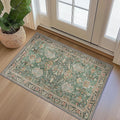 Bavni Entryway Rug, 2x3 Washable Rug Ultra-Thin Low Pile, Non-Slip Small Rugs Indoor for Front Door Entrance Bathroom, Vintage Print Carpet Soft Stain Resistance, Sage/Gold