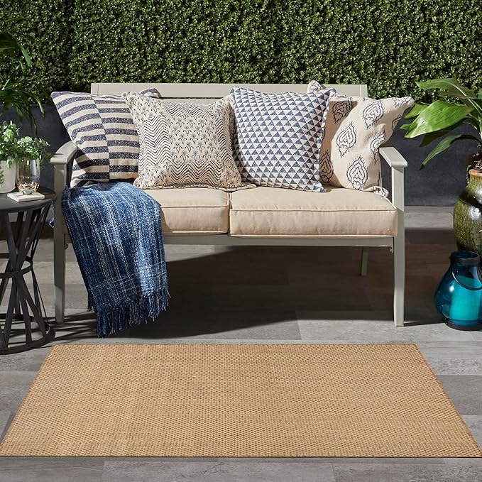 Nourison Home Courtyard Jute 2' x 3' Area Rug - Easy Clean, Non Shedding, Bed Room, Living Room, Dining Room, Kitchen (2' x 3')