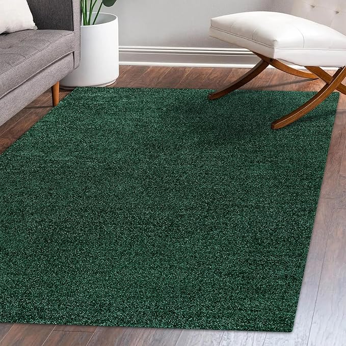 Eyely UES100L-8 Supersoft Haze Solid Low-Pile Indoor Area Rug Casual;Contemporary;Solid;Traditional, Bedroom, Kitchen, Living Room, Easy-Cleaning, Non-Shedding, 8 X 10, Emerald