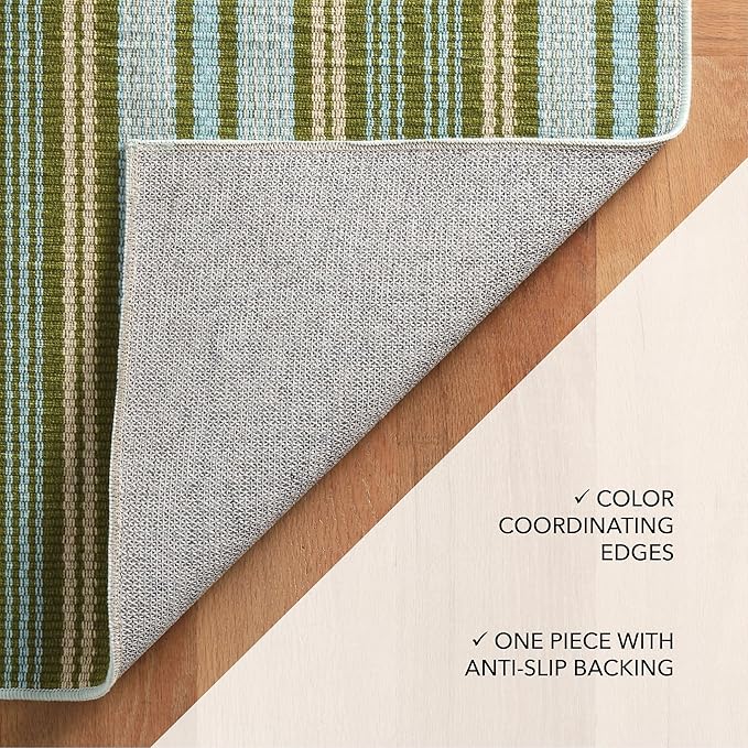 Dash and Albert Caravan Machine Washable Area Rug - 3' x 5' Multicolor Stripe Washable Accent Rug Durable, High Traffic Area Kitchen, Hallway, Bedroom, Stairs