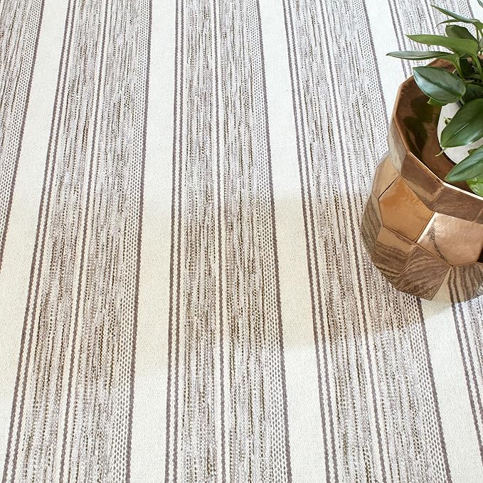 Dash & Albert Ellington Stripe Grey Machine Washable Rug, 3 X 5 Feet, Grey Stripe Pattern