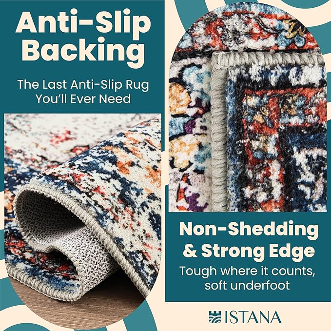 Istana Hallway Runner Rug 2x6 - Multi-Color Kitchen Rugs Non Slip Washable -Silk's Soft Touch Carpet Runner - Stylish Rug for Home