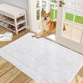 OLANLY Dog Door Mat for Muddy Paws 48x30, Absorbs Moisture and Dirt, Absorbent Non-Slip Washable Doormat, Quick Dry Chenille Mud Mat for Dogs, Entry Indoor Entryway Carpet for Inside Floor, White