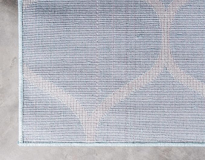 Rugs.com Lattice Frieze Collection Rug – 7' x 10' Light Blue Medium Rug Perfect for Living Rooms, Large Dining Rooms, Open Floorplans