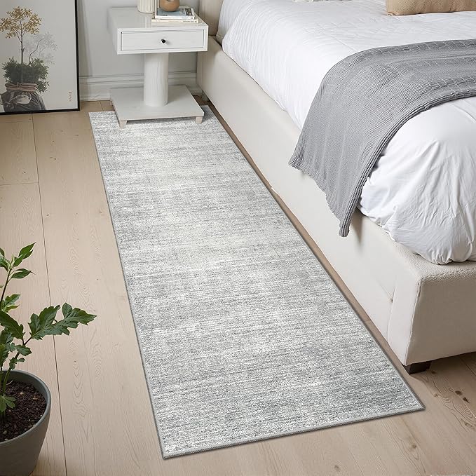 Valenrug Washable Rugs 2x6 - Stain Resistant 2x6 Area Rugs for Living Room, Non Slip Backing Large Area Rugs for Bedroom, Folable Machine Washable Area Rug (2'x6', Grey)