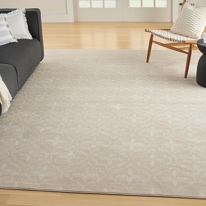 Nourison Home Nourison Essentials Ivory Beige 8' x 10' Area Rug - Easy Clean, Non Shedding, Bed Room, Living Room, Dining Room, Kitchen (8' x 10')