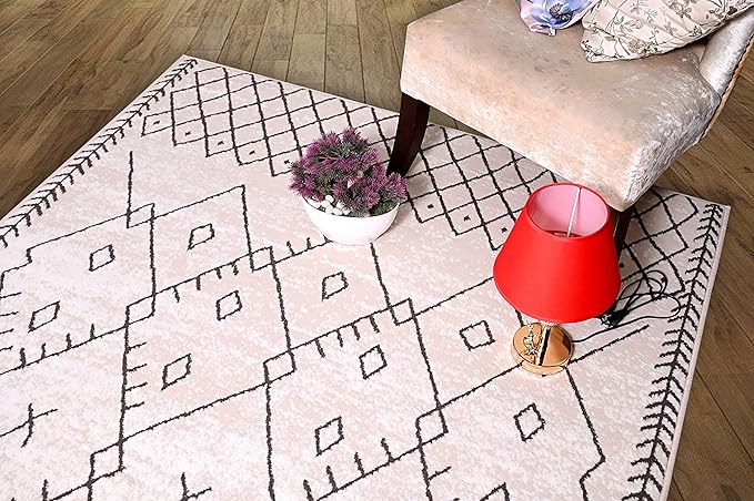 Furnish my Place Trellis Pattern Rug - 5 ft. x 8 ft, Peach, Bohemian Rug with Transitional Design