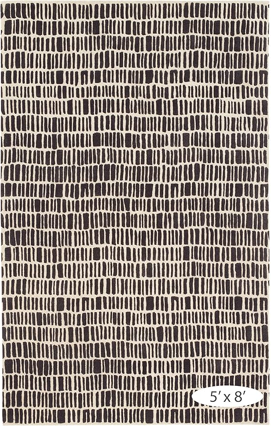 Dash and Albert Roark Wool Area Rug - 3' x 5' Charcoal Geometric Hand Tufted Accent Rug - Durable, High Traffic Areas Hallway, Living Room, Stairs - Premium Luxury Hotel Quality Soft Breathable