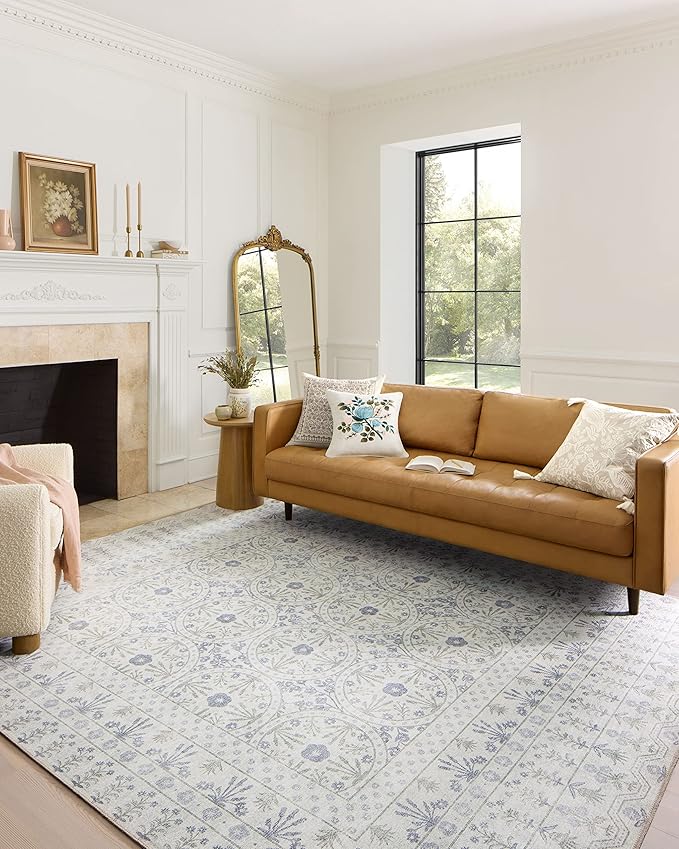 Loloi Rifle Paper Co. Maison Collection MAO-03 Rosette Ivory 7'-6" x 9'-6", .19" Pile Height, Area Rug