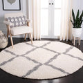 SAFAVIEH Dallas Shag Collection Area Rug - 6' Round, Ivory & Grey, Trellis Design, Non-Shedding & Easy Care, 1.5-inch Thick Ideal for High Traffic Areas in Living Room, Bedroom (SGD257F)