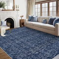 RUGSREAL Living Room Area Rug 10x13 Modern Solid Color Large Bedroom Rug with Rubber Backing Stain Resistant Low Pile Dining Room Throw Carpet Contemporary Washable Rug for Home Decor Office, Blue