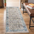 Bloom Rugs Caria Washable Non-Slip 12 ft Runner - Blue/Red Brown Traditional Runner for Entryway, Hallway, Bathroom, and Kitchen - Exact Size: 2'6" x 12'