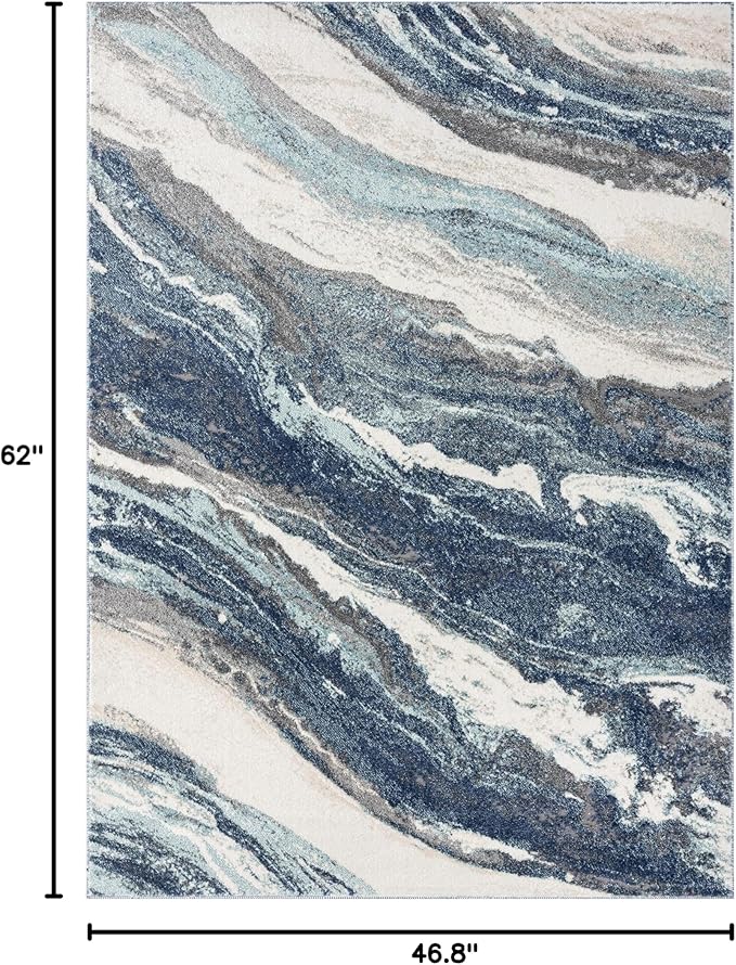 LUXE WEAVERS Lagos Collection 7983 Blue 4x5 Art Deco Area Rug