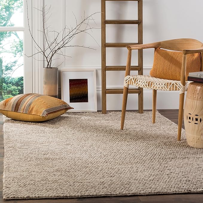 SAFAVIEH Area Rug 3x5 - Natura Collection - Ivory, Handmade Wool Blend, Textured Design, Ideal for Living Room, Bedroom, Dining Space (NAT620A)