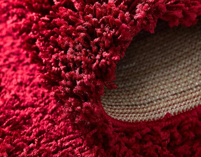 Unique Loom Solid Shag Collection Area Rug (2' 2" x 6' 7" Runner, Cherry Red)