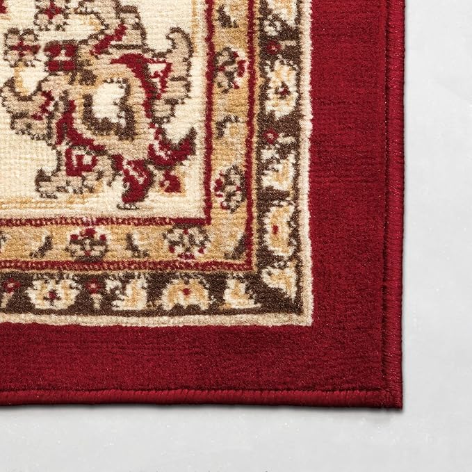 Unique Loom Sialk Hill Collection Area Rug - Washington (5' Square Burgundy/Cream)