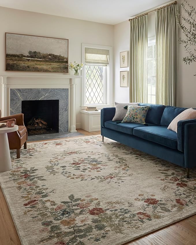 Loloi Rifle Paper Co. Laurel Collection LAU-01 Cream 2'-8" x 8' Runner Rug