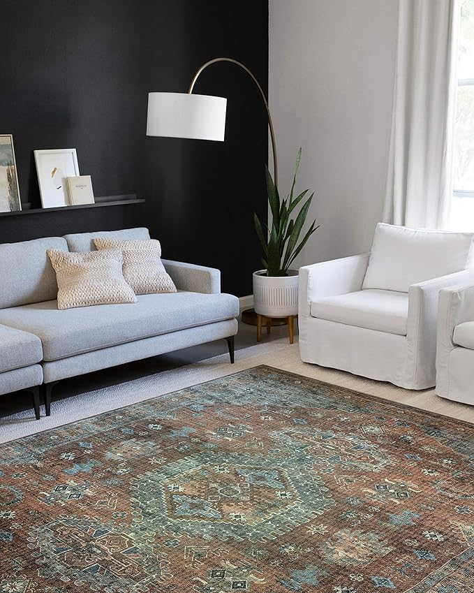 Loloi II Skye Collection SKY-07 Terracotta/Sky 3'-6" x 5'-6" Accent Rug