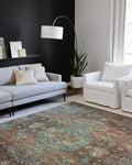 Loloi Skye Collection SKY-07 Terracotta/Sky 2'-6" x 12'-0" Runner Rug