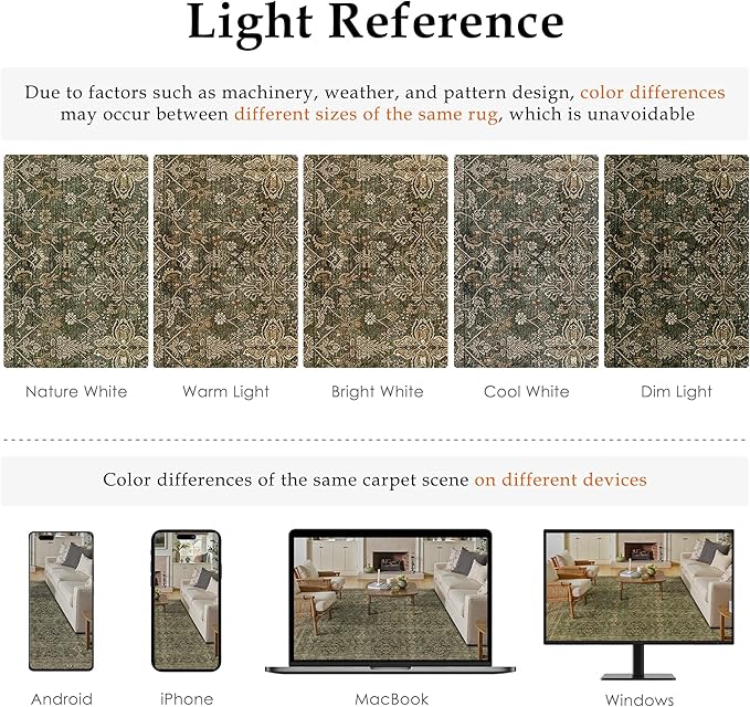 6x9 Area Rug for Living Room Green Brown Vintage Washable Bedroom Carpet Traditional Distressed Soft Non Slip Indoor Large Accent Rug Retro Thin Low Pile Floor Cover for Dining Room Playroom