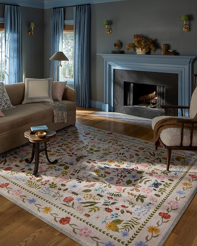 Loloi Rifle Paper Co. Canopy Collection CNP-04 Cream/Multi 2'-0" x 3'-0" Accent Rug