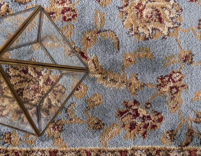 Unique Loom Voyage Collection Traditional Oriental Classic Intricate Design Area Rug (7' 0 x 10' 0 Rectangular, Light Blue/Gold)