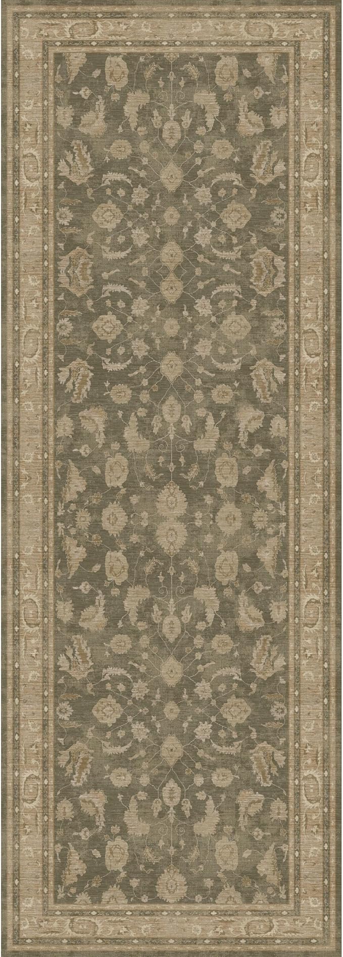 Kuden 2'6"x7' Runner Rug, Machine Washable Area Rug with Non-Slip Backing, Vintage Style, Soft, Easy Clean, Low Pile Rug for Hallway, Entryway, Kitchen, Bedroom