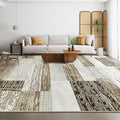 Large Area Rugs,Modern Geometric Patchwork Floor Decor for Bedroom Aesthetic Carpet, Rockwood Collection, Indoor Rugs for Living Room, Dining Room, Nursery, Office, Machine Washable Rug,9x12 Ft Beige