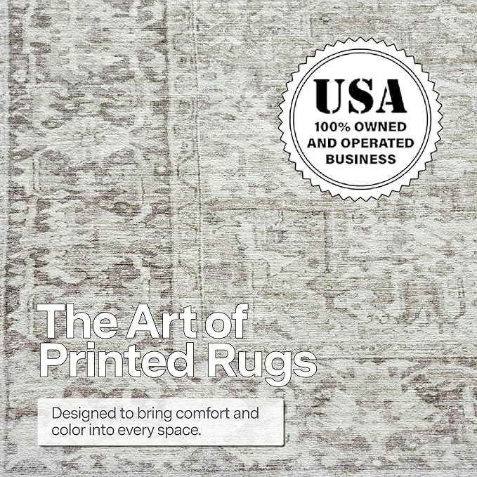 ReaLife Rugs Machine Washable Area Rug Runner - Living Room Bedroom Bathroom Kitchen Entryway Office - Padded Low Pile Stain Resistant Premium - Boho Farmhouse Vintage - Lyle - Beige Ivory 2'6" x 6'