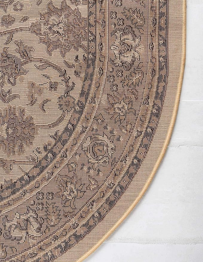 Unique Loom Sialk Hill Collection Area Rug - Washington (5' 3" x 8' Oval Ivory/Black)