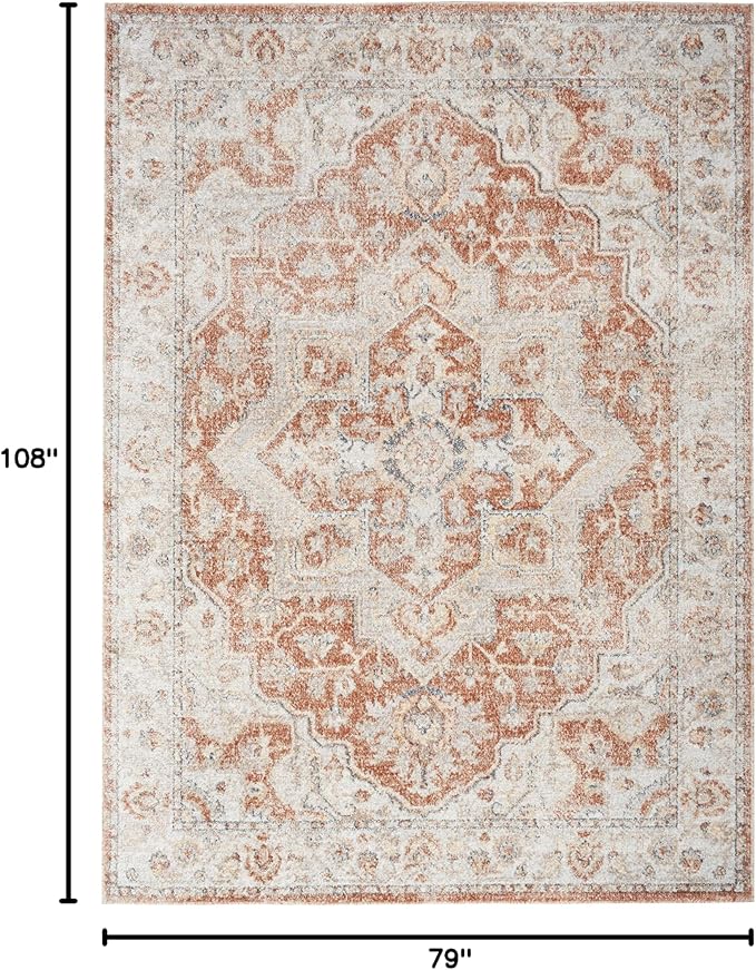 Nourison Home Astra Machine Washable Gold Multicolor 6'7" x 9' Area Rug - Easy Clean, Non Shedding, Bed Room, Living Room, Dining Room, Kitchen (7' x 9')