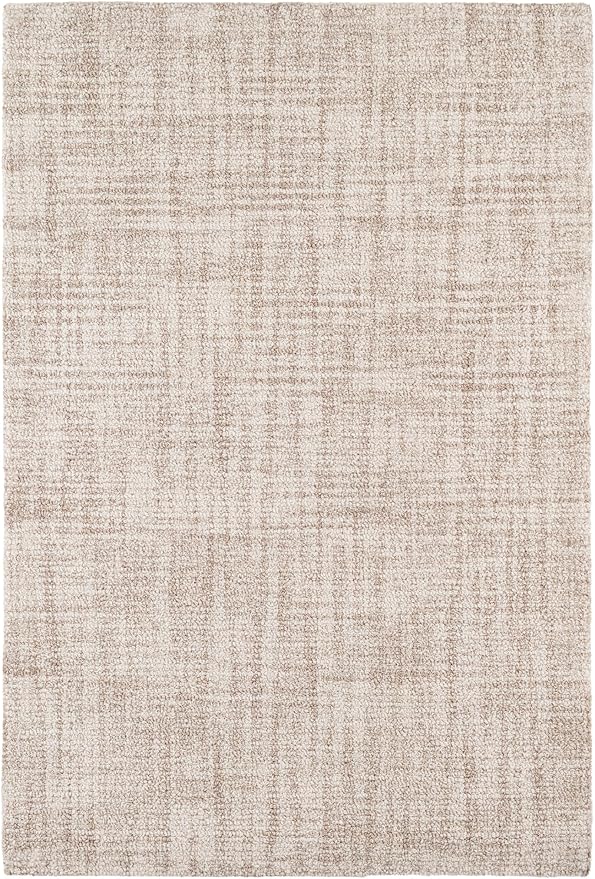 Dash and Albert Crosshatch Wool Area Rug - 7.5 X 9.5 Ivory Solid Hand Micro Hooked Accent Rug - Durable, High Traffic Areas Bedroom, Hallway, Stairs - Premium Luxury Hotel Quality Soft Breathable