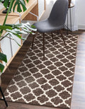 Rugs.com Lattice Collection Rug – 8 Ft Runner Brown Medium-Pile Rug Perfect for Hallways, Entryways