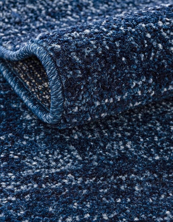 Rugs.com Angelica Collection Rug – 6 Ft Runner Navy Blue Medium-Pile Rug Perfect for Hallways, Entryways