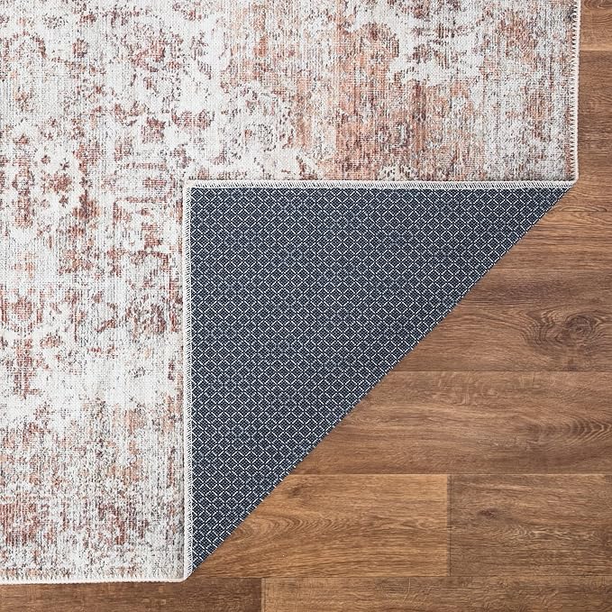 Bloom Rugs Washable Non-Slip 9' x 12' Rug - Ivory/Blush Traditional Area Rug for Living Room, Bedroom, Dining Room, and Kitchen - Exact Size: 9' x 12'