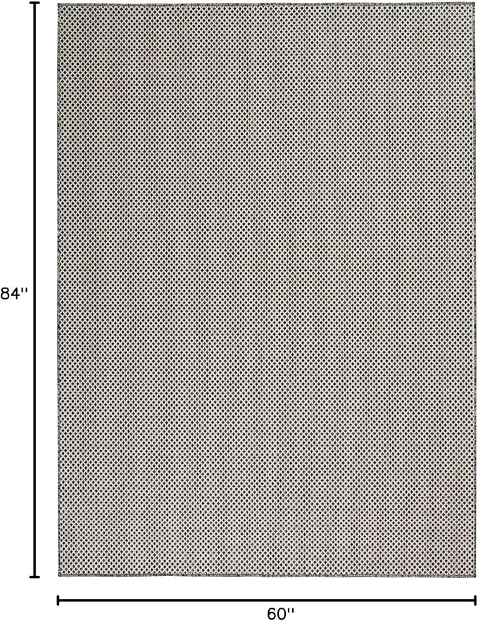 Nourison Home Courtyard Ivory Charcoal 5' x 7' Area Rug - Easy Clean, Non Shedding, Bed Room, Living Room, Dining Room, Kitchen (5' x 7')