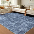 WITSHOCK 5x7 Area Rugs for Living Room: Machine Washable Non Slip Modern Abstract Carpet - Low Pile Print Rug for Bedroom Dining Room - Stain Resistant for Household - Pet Owners (Blue White)