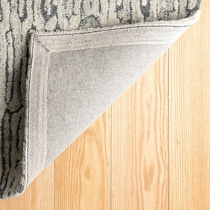 Dash and Albert Malone Everglade Hand Tufted Wool Rug, 5 X 8 Feet, Blue Graphic Pattern - Premium Luxury Hotel Quality Soft Breathable Hypoallergenic Machine Washable Easy Care All Season