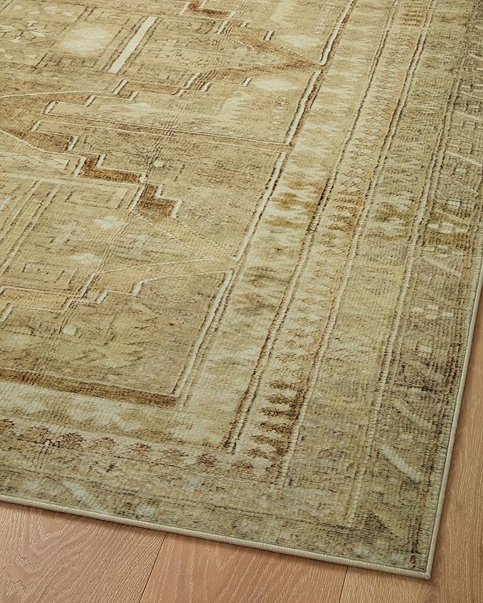 Loloi Magnolia Home by Joanna Gaines Sinclair Collection SIN-02 Khaki/Tobacco 3'-6" x 5'-6", .25" Pile Height, Machine Washable, Accent Rug