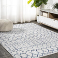 JONATHAN Y Boho Vintage Diamond Cream/Navy Indoor Area Rug 9X12 ft, Moroccan Hype for Living Room, Bedroom, Kitchen, Office, Easy-Cleaning, High Traffic, Pet-Friendly, Non-Shedding (MOH101F-9)