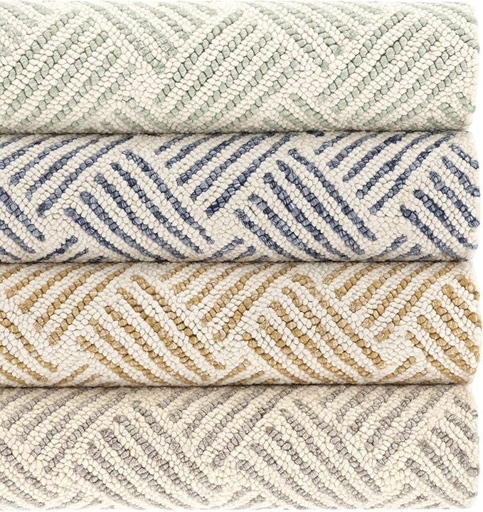 Dash & Albert Layers Grey Hand Hooked Wool Rug, 6 X 9 Feet, Grey/Ivory Geometric Pattern