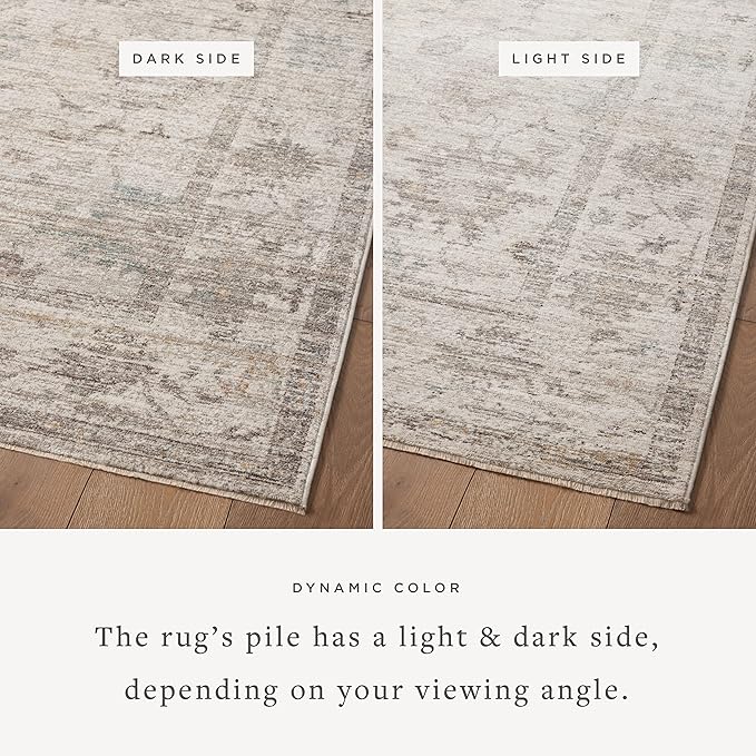 Loloi Magnolia Home by Joanna Gaines Millie Collection MIE-01 Silver/Dove 9'-6" x 13'-1", .25" Pile Height, Area Rug