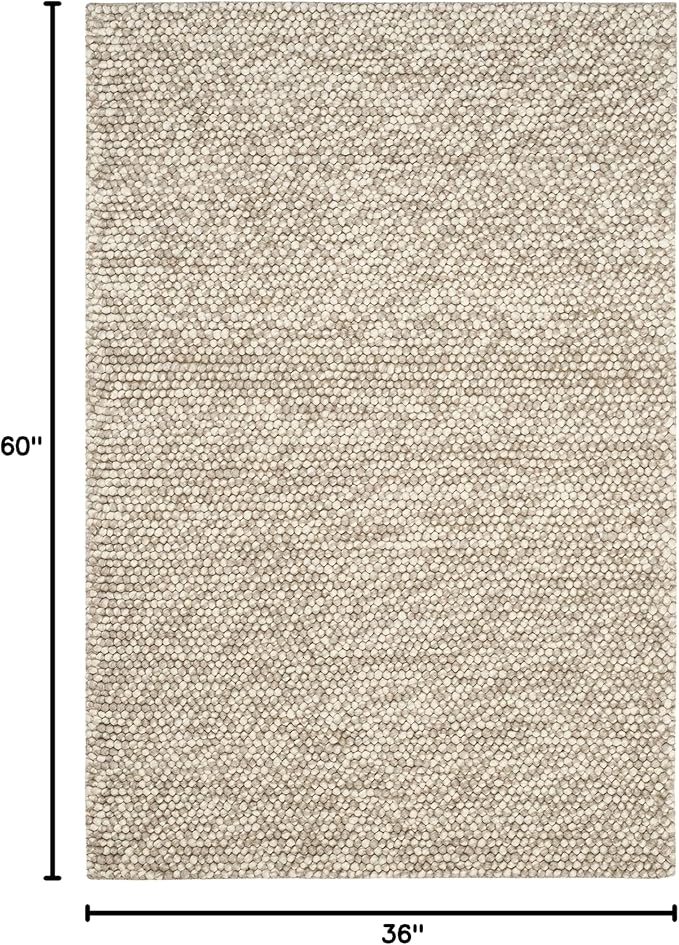 SAFAVIEH Area Rug 3x5 - Natura Collection - Beige, Handmade Wool Blend, Textured Design, Ideal for Living Room, Bedroom, Dining Space (NAT620B)