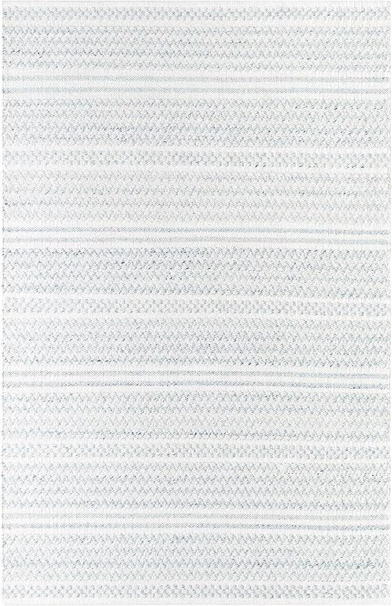 Mark&Day Wool Rugs, 5x8 Precious Solid and Border Cream/Black Area Rug, Cream Black Carpet for Living Room, Bedroom or Kitchen (5' x 7'6")