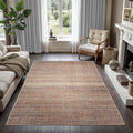 GLN Rugs Contemporary Collection - Machine Washable Area Rug, Contemporary Washable, Non Slip, Low Pile Chenille Rug, Living Room, Bedroom, Kitchen Rug (4' x 6' Terra/Brown)