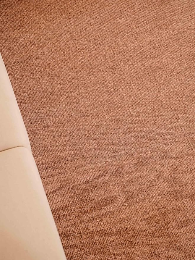 Rugsotic Carpets Hand Woven Flat Weave Kilim Wool 6'x9' Area Rug Solid Light Brown D00111