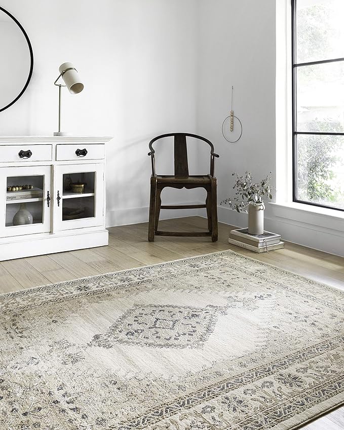 Loloi Teagan Collection TEA-02 Oatmeal/Ivory 2'-8" x 13' Runner Rug, Large, Soft Neutral Rug, High-Traffic for Living Room, Bedroom, Home Office, Dining Area